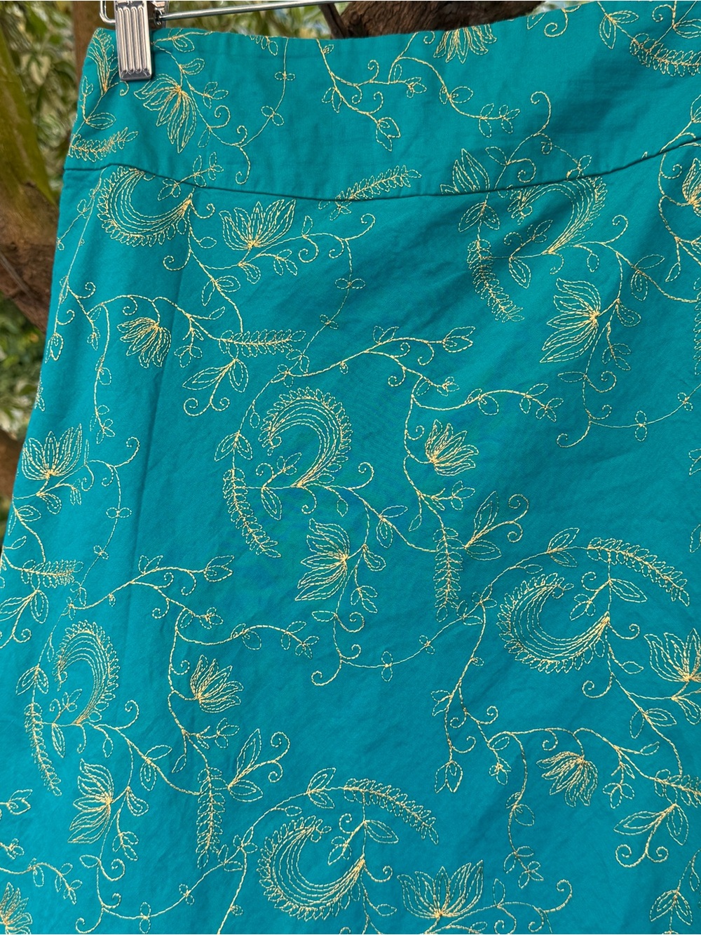 Forever 21 Teal/Turquoise Top with Gold Accent Stitching